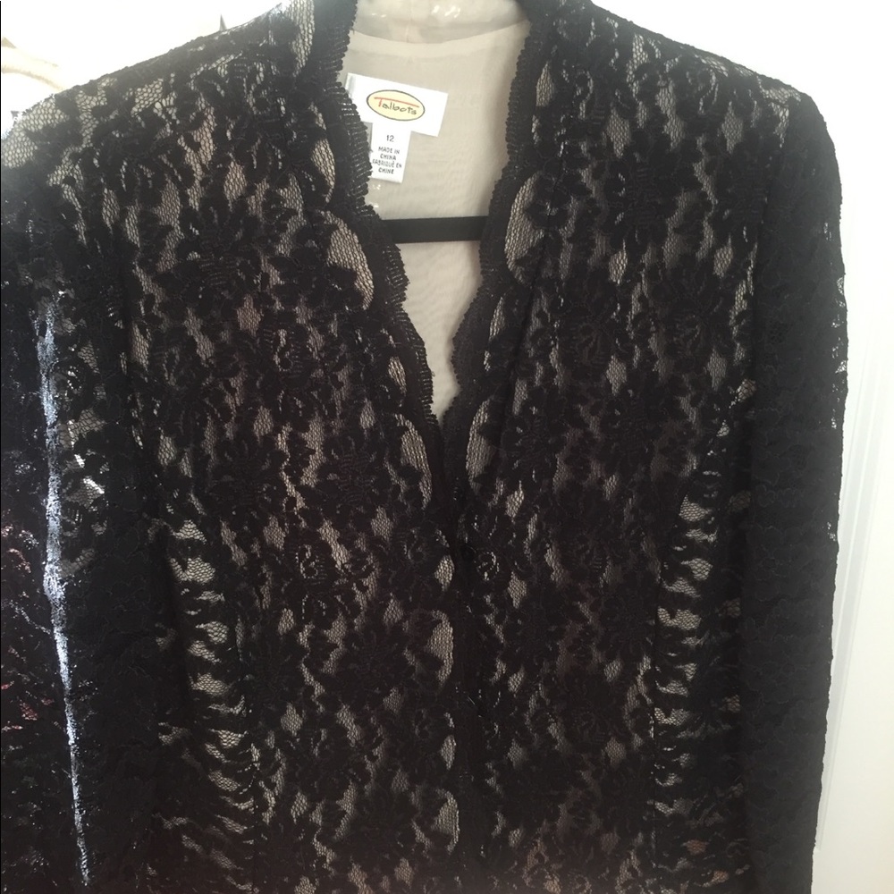 Talbots Black Lace Blouse- size 12